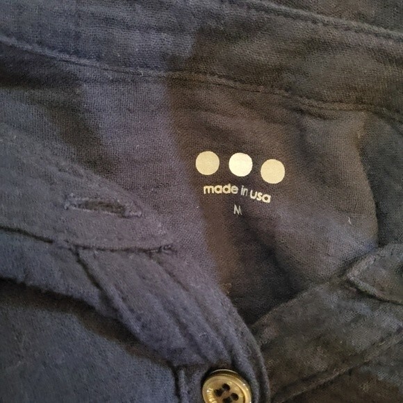 Three Dots Henley Semi Sheer Gauze Tunic Top M Navy Blue New - Picture 7 of 16